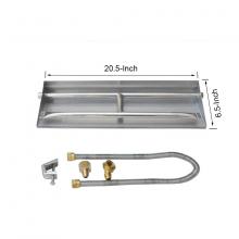 Stanbroil Stainless Steel Natural Gas Fireplace Dual Flame Pan Burner Kit, 20.5-inch