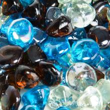 Stanbroil 10-Pound 1/2 Fire Glass Diamonds Blended Caribbean Blue,Crystal Ice,Amber Luster for Indoor and Outdoor Gas Fire Pits and Fireplaces
