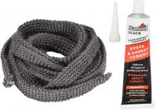 Stanbroil Graphite Impregnated Fiberglass Flat Rope Seal and High Temperature Cement Gasket Kit Replacement for Wood Stoves - 5/8