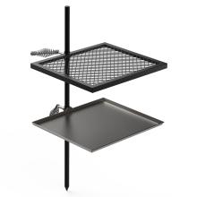 Stanbroil Adjustable Swivel Grill - Steel Mesh Cooking Grate with Spike Pole and Griddle Plate for Outdoor Open Flame Cooking - Dual Campfire Steel Cooking Grill Grate Swivel System
