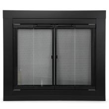 Stanbroil Fireplace Glass Bi-fold Style Door, Black Finish, Medium, Decorative Fireplace Screen Door for Fireplace Accessories