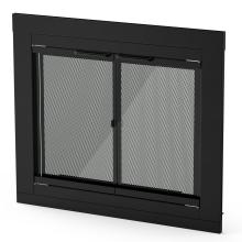 Stanbroil Fireplace Glass Cabinet-Style Door, Black Finish, Medium, Decorative Fireplace Screen Door for Fireplace Accessories