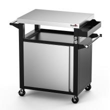 Stanbroil Rolling Grill Table with Storage Cabinet, 3-Shelf Movable Prep Table Outdoor Bar Cart, Multifunctional Grill Cart with Stainless Steel Tabletop, Spice Rack and Paper Towel Holder