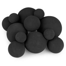 Stanbroil 12 Pack Ceramic Fire Balls, Mixed of 4 Size Fireplace Balls, Modern Accessory for Indoor or Outdoor Fire Pits Fire Bowl and Fireplace, Black