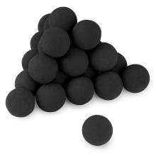 Stanbroil 2 inch Ceramic Fire Balls, Set of 25 Round Fireballs, Modern Accessory for Indoor or Outdoor Fire Pits Fire Bowl and Fireplace, Black