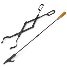 Stanbroil 26” Campfire Fireplace Tongs and 32” Premium Steel Fire Pit Campfire Poker Tool Sets, Heat Resistant Tool for Fireplace Camping Wood Stove Indoor and Outdoor Use